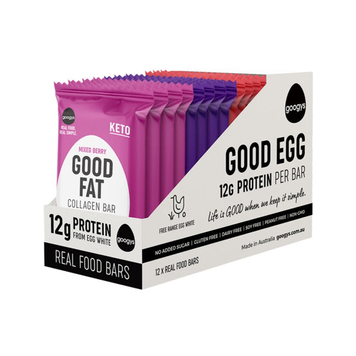 GOOGYS Good Fat Collagen Bar 45g x 12 Display Mixed Bars