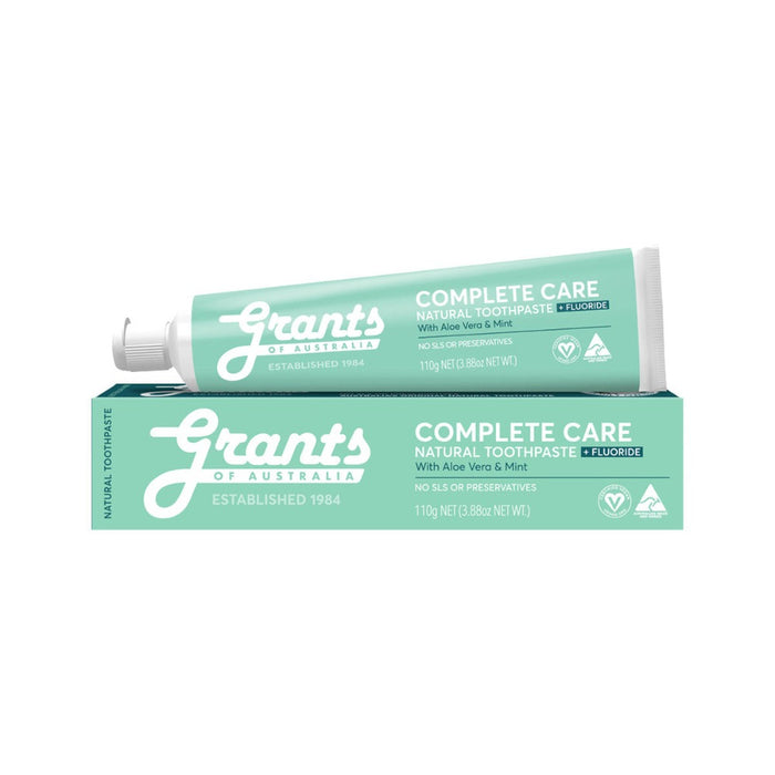 Grants Of Australia Natural Toothpaste Complete Care + Fluoride with Aloe Vera & Mint 110g
