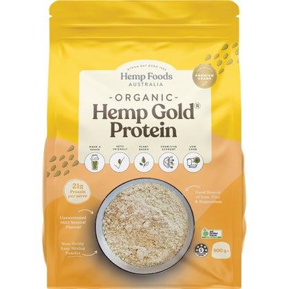 HEMP FOODS AUSTRALIA Organic Hemp Gold Protein Contains Omega 3, 6 & 9 900g