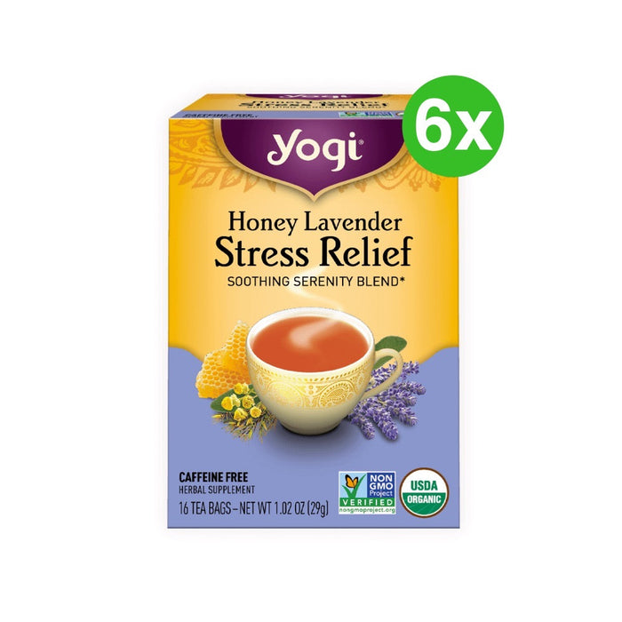 YOGI TEA Herbal Tea Bags Honey Lavender Stress Relief 16 Tea Bags 6 Packs (Extra 5% Off)