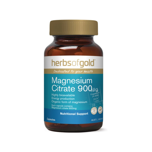 Herbs of Gold Magnesium Citrate 900 120 Veg Capsules