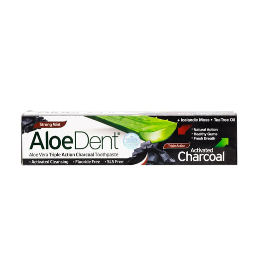 ALOE DENT Toothpaste - Fluoride Free Triple Action - Activated Charcoal - 100ml