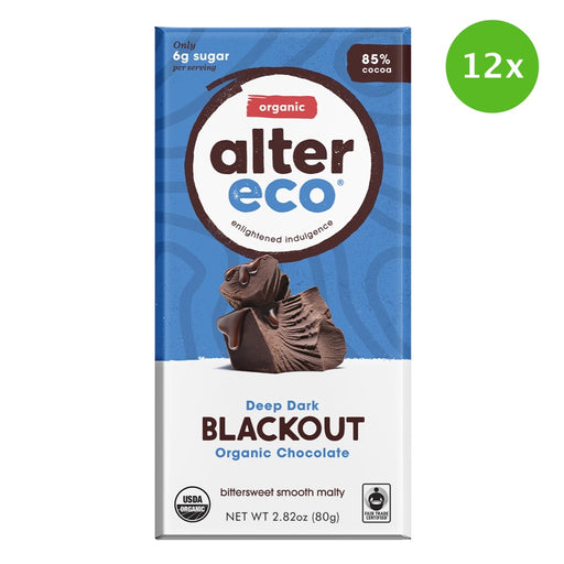 BULK DEAL 12x ALTER ECO Organic Chocolate Dark Blackout 80g