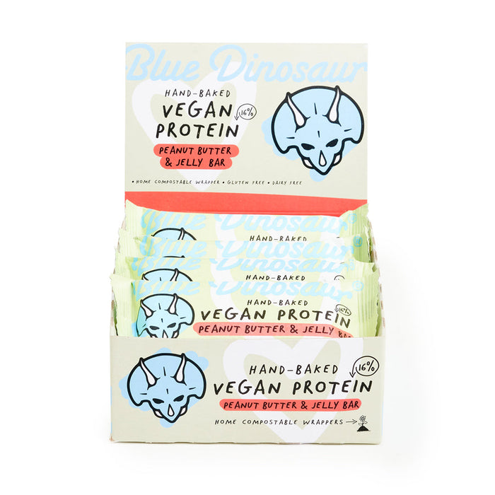 BLUE DINOSAUR Hand-Baked Vegan Protein Bar Peanut Butter & Jelly 12x45g