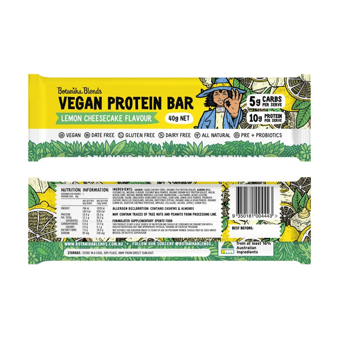 BOTANIKA BLENDS Vegan Protein Bars Lemon Cheesecake - 12x40g