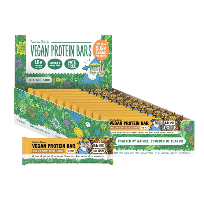 BOTANIKA BLENDS Vegan Protein Bars Choc Chip Peanut Butter 12x40g