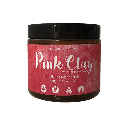 Clover Fields Nature's Gifts Pink Clay with Rosehip & Peony Exfoliating Sugar Scrub 