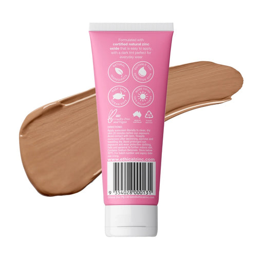 ETHICAL ZINC Daily Wear Tinted Facial Sunscreen Dark Tint SPF 50+ - 100g