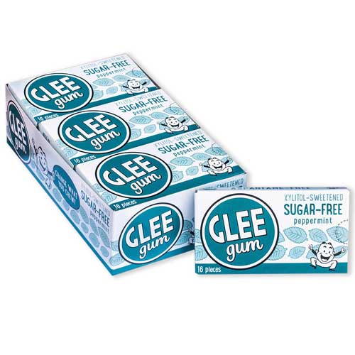 GLEE GUM Sugar free Chewing Gum Peppermint Box x 12 BULK
