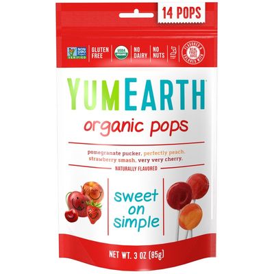 YUMEARTH Organic Lollipops Bags Assorted Fruit 85g/14 lollipops per bag