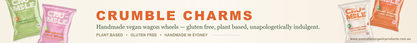 Crumble Charms handmade vegan gluten free Love Wheels available at Australian Organic Products