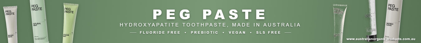 Peg Paste hydroxyapatite toothpaste range, fluoride free and made in Australia, at Australian Organic Products