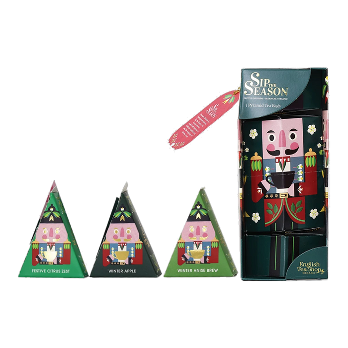 ENGLISH TEA SHOP Nutcracker Stack Valour with 3 organic pyramid tea bags