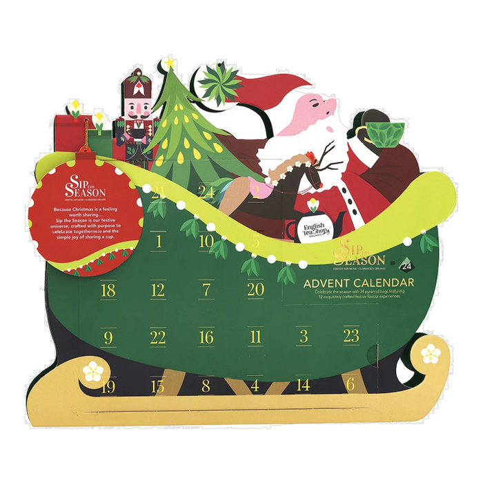 ENGLISH TEA SHOP Santa's Sleigh Advent Calendar 24 Pyramid Tea Bags 48g