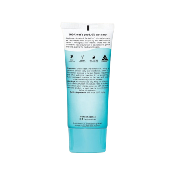 Wotnot Natural Zinc Face Sunscreen SPF50 with antioxidant CoQ10 50g