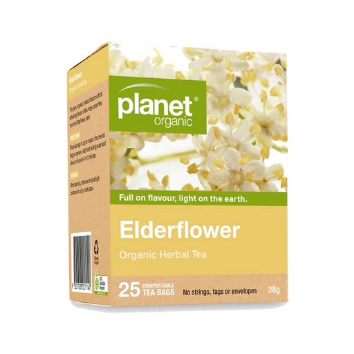 PLANET ORGANIC Elderflower Herbal Tea 25 Bags packaging