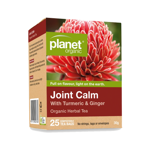 PLANET ORGANIC Joint Calm with Turmeric & Ginger Herbal Tea 25 Bags packaging
