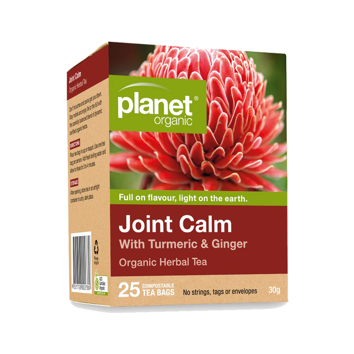 PLANET ORGANIC Joint Calm with Turmeric & Ginger Herbal Tea 25 Bags packaging