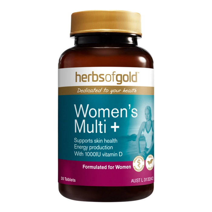 HERBS OF GOLD Women's Multi + 30t - front of bottle