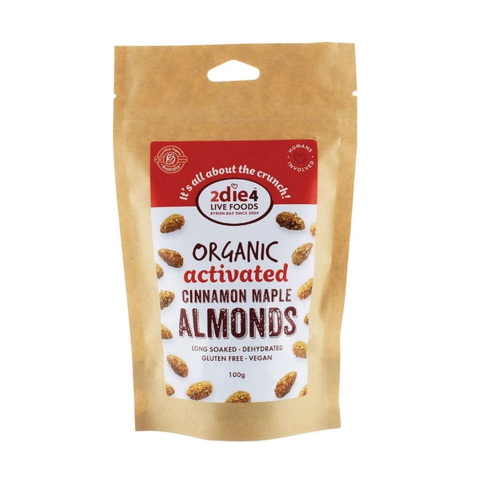 2DIE4 LIVE FOODS Organic Activated Almonds Cinnamon Maple 100g