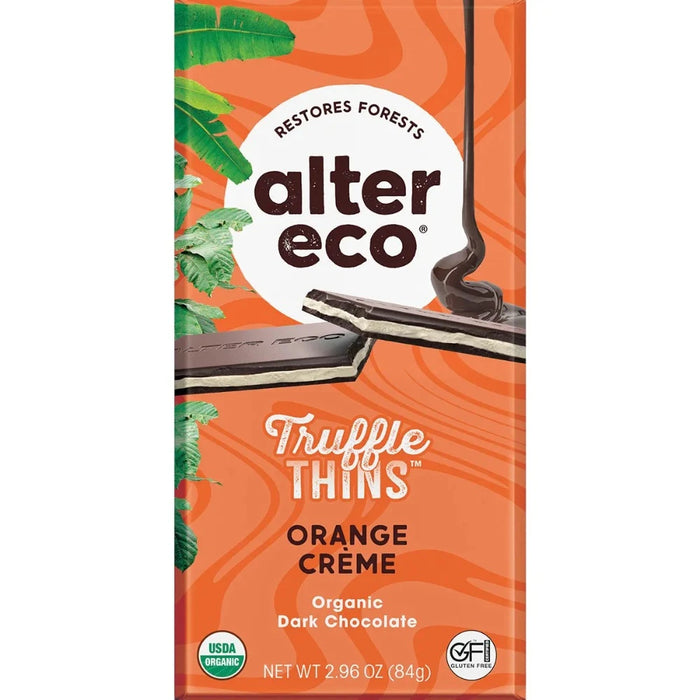 ALTER ECO Chocolate Organic Orange Creme Dark Truffle Thins 12x84g