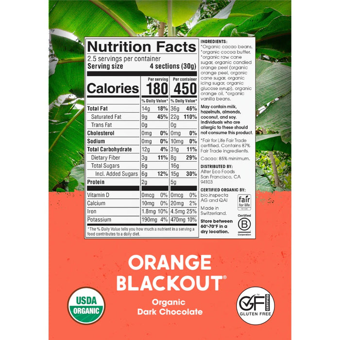 Alter Eco Chocolate Organic Dark Orange Blackout 12x75g