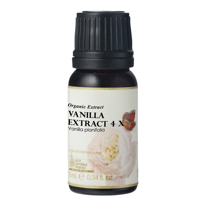 Ausganica 100% Certified Organic Vanilla Extract 4x Essential Oil 10ml - front of bottle