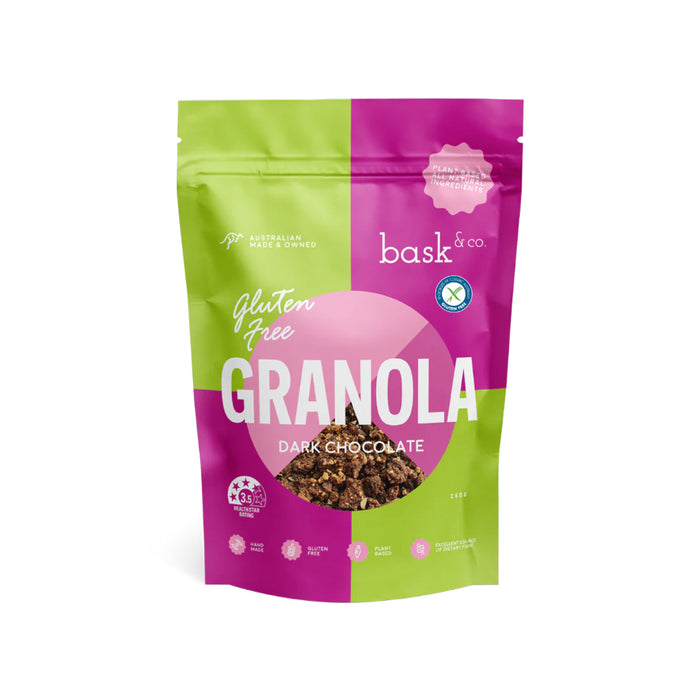 Bask & Co Gluten Free Granola Clusters - Dark Chocolate 250g