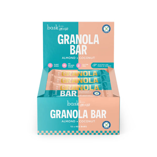 Bask and Co Almond & Coconut Granola Bars 12x45g