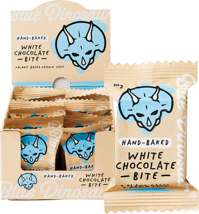 BLUE DINOSAUR Hand-Baked Bite Bars Box Of 18 (18x30g) White Chocolate