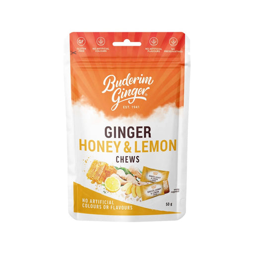 BUDERIM GINGER Ginger Honey & Lemon Chews 50g