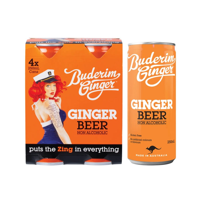 BUDERIM GINGER Ginger Beer Non Alcoholic 4x250ml — Australian Organic ...