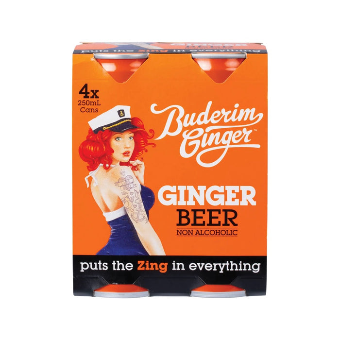 BUDERIM GINGER Ginger Beer Non Alcoholic 4x250ml