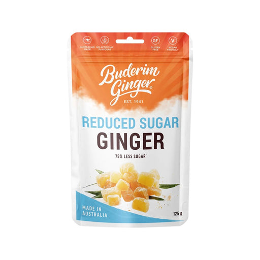 BUDERIM GINGER Reduced Sugar Ginger 75% Less Sugar 125g