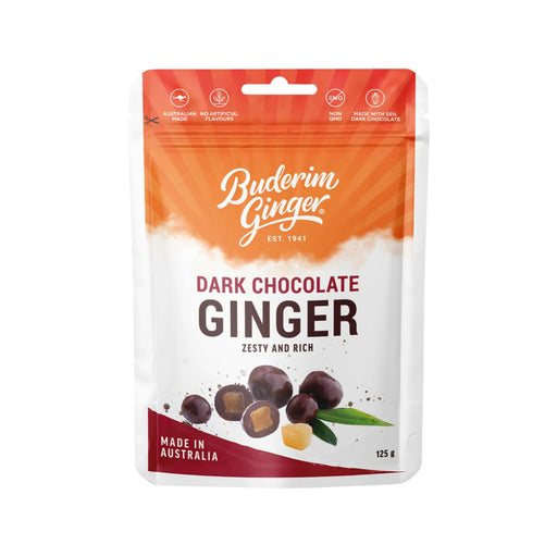 BUDERIM GINGER Dark Chocolate Ginger Zesty and Rich 125g