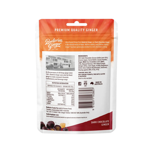 BUDERIM GINGER Dark Chocolate Ginger Zesty and Rich 125g