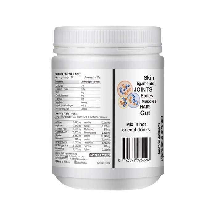 Best of the Bone Healing Multi-Collagen Protein Powder Adaptogen-Stress Blend (Organic Healing Mushrooms: Lion's Mane Reishi Shiitake) 210g