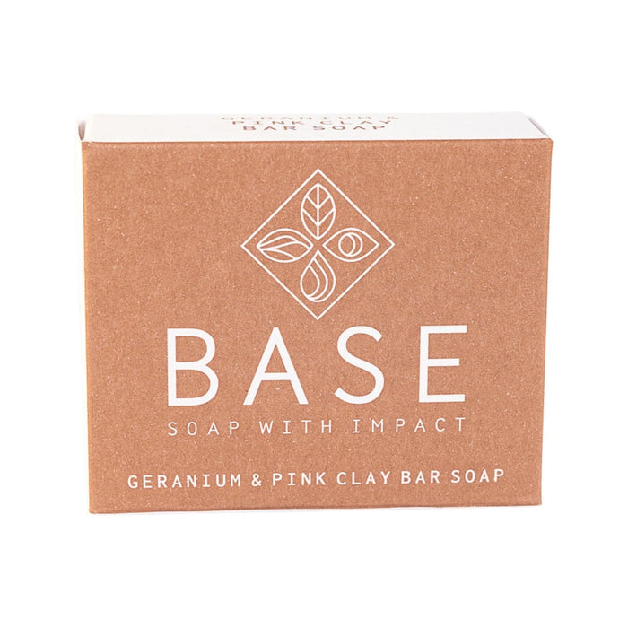 BASE (Soap With Impact) Soap Bar Geranium & Pink Clay 120g (boxed)