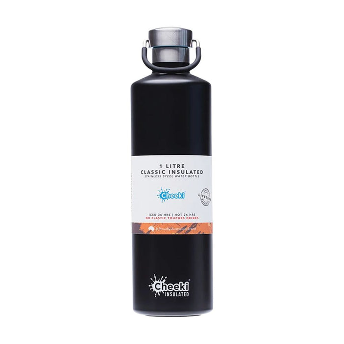 CHEEKI Stainless Steel Bottle Insulated 1L Black