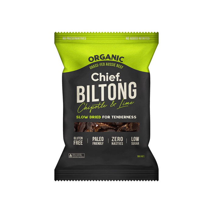 CHIEF BARCollagen Grass Fed Biltong Chipotle & Lime 6x90g
