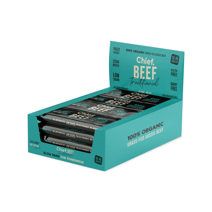 Chief Collagen Grass Fed Beef Bar - Traditional Beef 12x40g