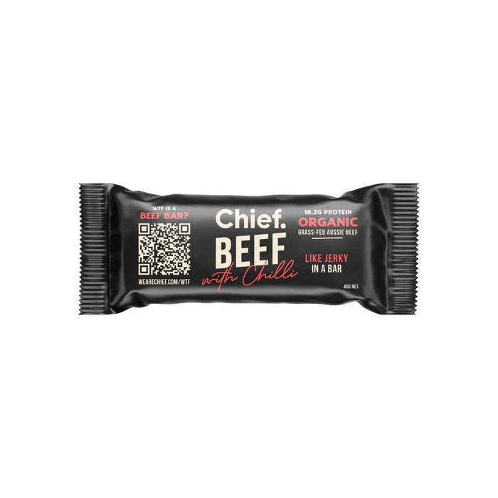 Chief Collagen Grass Fed Beef Bar - Beef & Chilli 12x40g