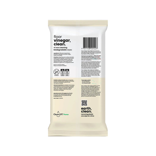 CLEANLIFE Vinegar Clean Surface Plastic Free Wipes 100pk