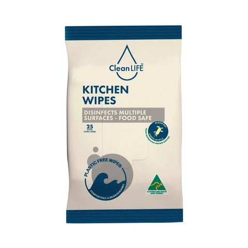 CLEANLIFE Kitchen Plastic Free Wipes Food Safe 25pk