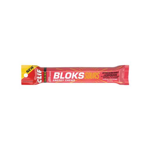 CLIF Bloks Energy Chews Sour Strawberry Lemonade 25mg Caffeine 18x60g