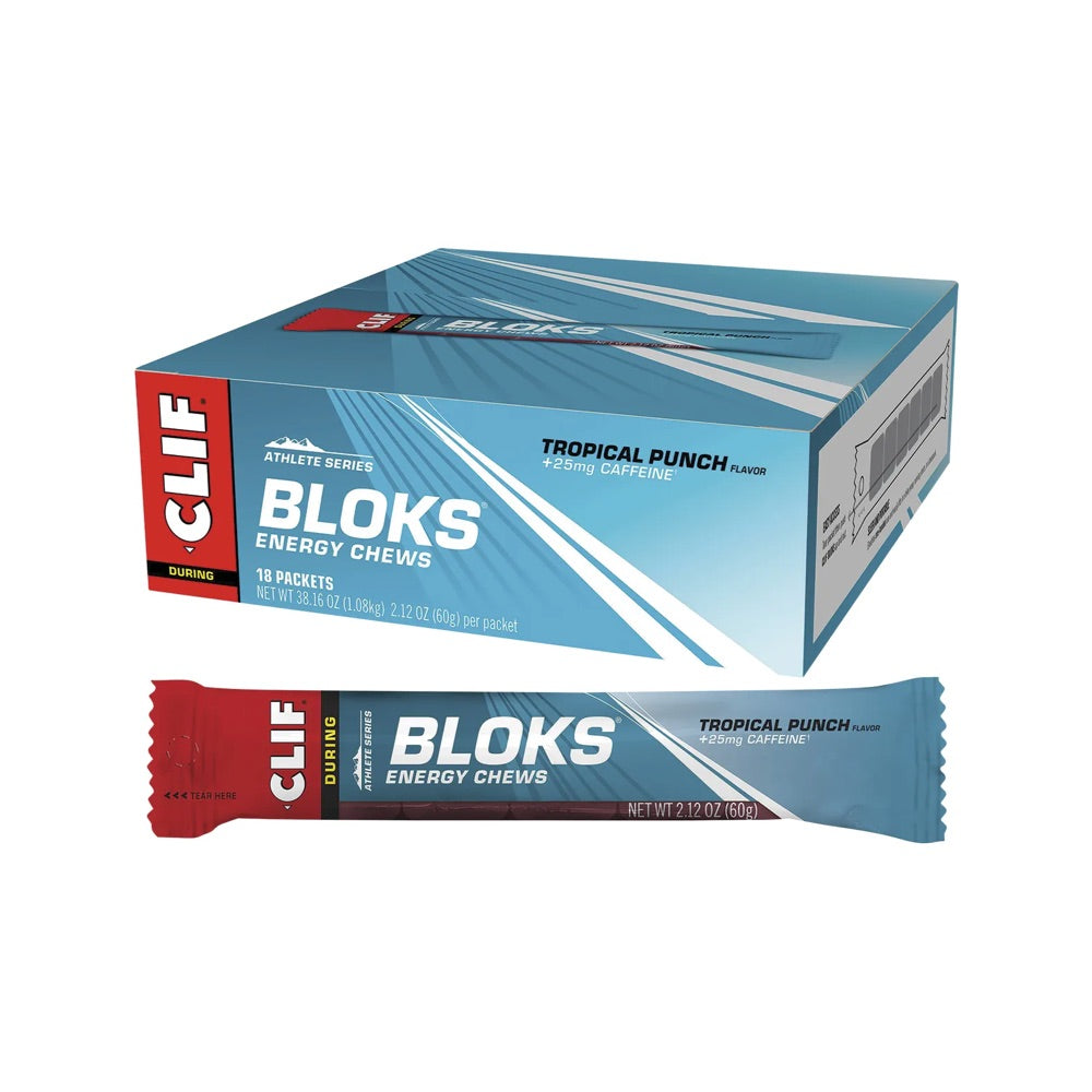 CLIF Bloks Energy Chews Tropical Punch 25mg Caffeine 18x60g