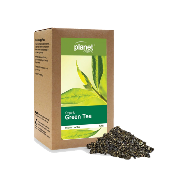 PLANET ORGANIC Green Tea Herbal Loose Leaf Tea (Refill) 125g packaging
