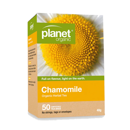 PLANET ORGANIC Chamomile Herbal Tea 50 Bags packaging