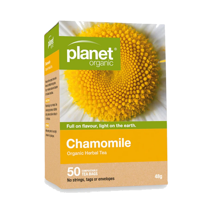 PLANET ORGANIC Chamomile Herbal Tea 50 Bags packaging
