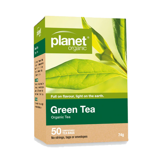PLANET ORGANIC Green Tea Herbal Tea 50 Bags packaging
